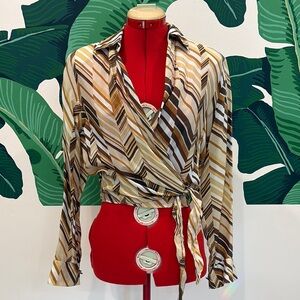 Vintage 90s Long Sleeve Wrap Blouse